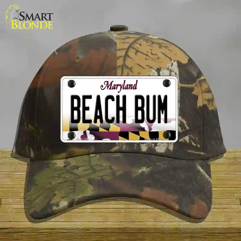 Beach Bum Maryland Novelty License Plate Hat Cotton / Camoflauge