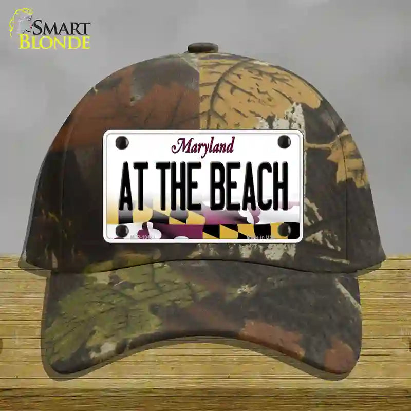 At The Beach Maryland Novelty License Plate Hat Cotton / Camoflauge