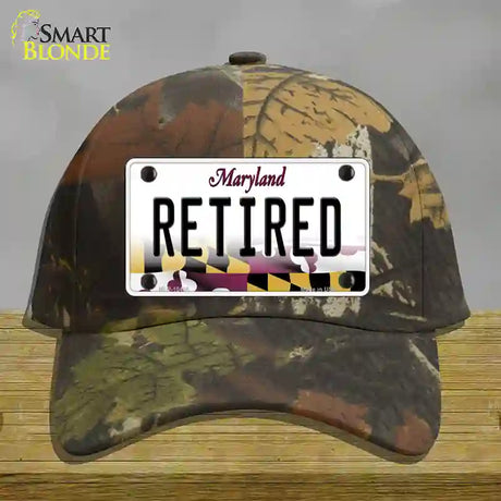 Retired Maryland Novelty License Plate Hat Cotton / Camoflauge