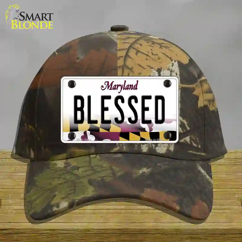 Blessed Maryland Novelty License Plate Hat Cotton / Camoflauge