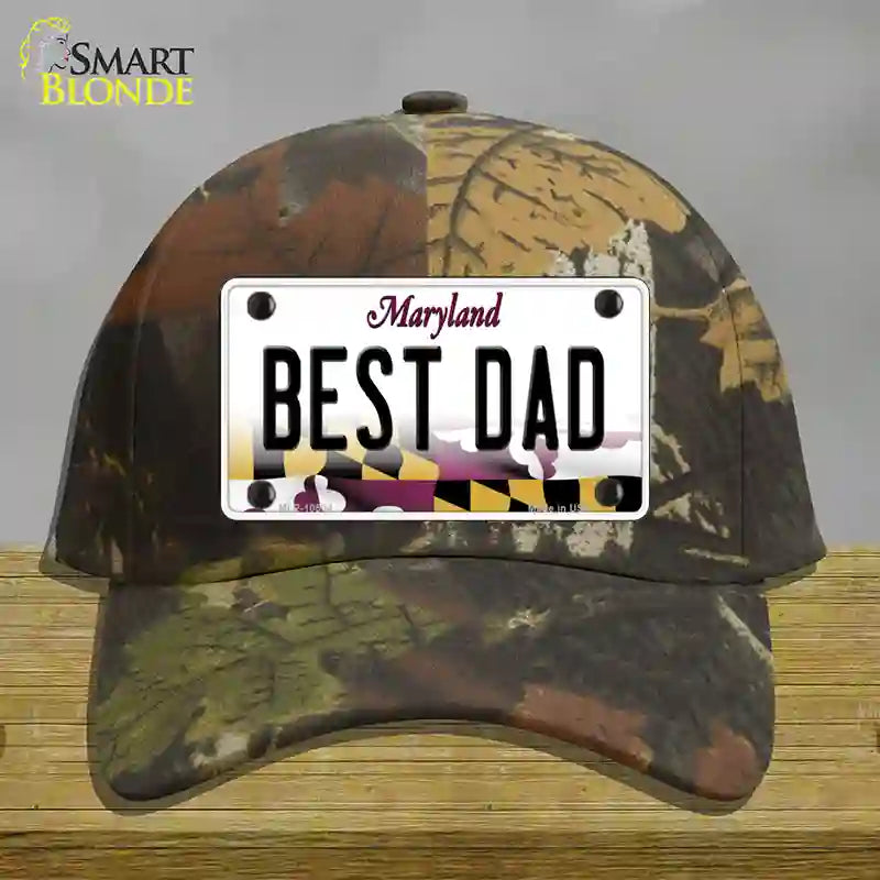 Best Dad Maryland Novelty License Plate Hat Cotton / Camoflauge