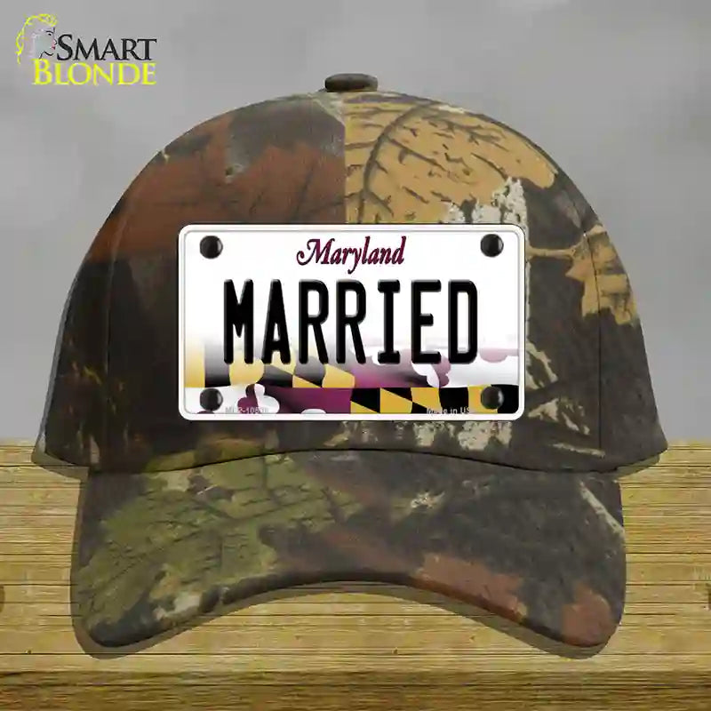 Married Maryland Novelty License Plate Hat Cotton / Camoflauge