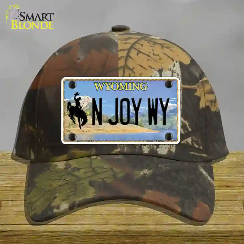 N Joy WY Wyoming Novelty License Plate Hat Cotton / Camoflauge