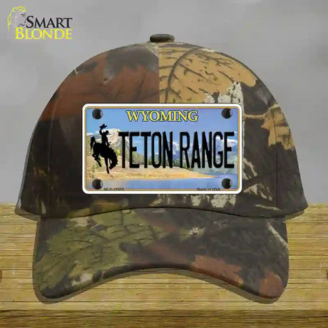 Teton Range Wyoming Novelty License Plate Hat Cotton / Camoflauge