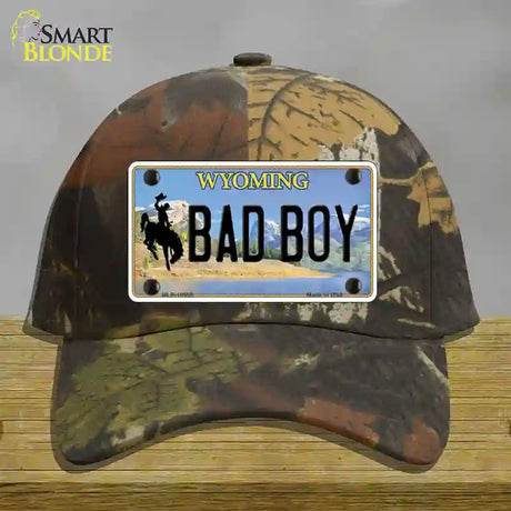 Bad Boy Wyoming Novelty License Plate Hat Cotton / Camoflauge