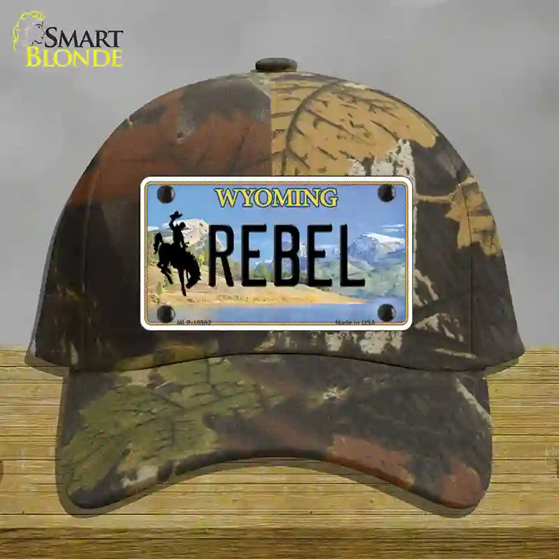 Rebel Wyoming Novelty License Plate Hat Cotton / Camoflauge