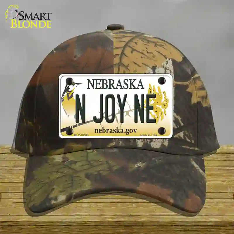 N Joy NE Nebraska Novelty License Plate Hat Cotton / Camoflauge