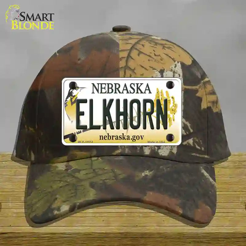 Elkhorn Nebraska Novelty License Plate Hat Cotton / Camoflauge