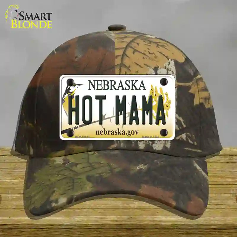 Hot Mama Nebraska Novelty License Plate Hat Cotton / Camoflauge