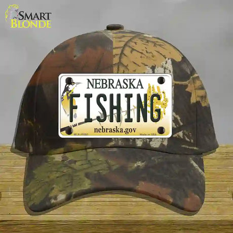 Fishing Nebraska Novelty License Plate Hat Cotton / Camoflauge