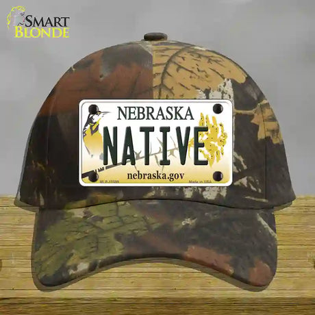 Native Nebraska Novelty License Plate Hat Cotton / Camoflauge