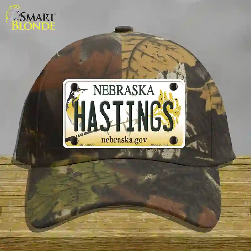 Hastings Nebraska Novelty License Plate Hat Cotton / Camoflauge