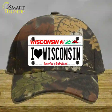 I Love Wisconsin Novelty License Plate Hat Cotton / Camoflauge