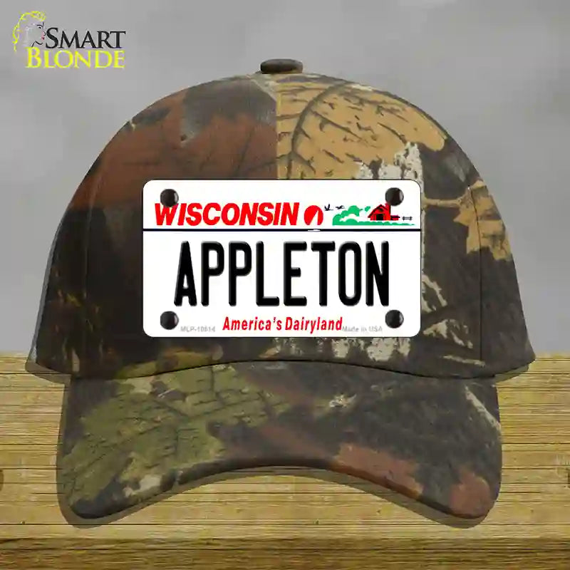 Appleton Wisconsin Novelty License Plate Hat Cotton / Camoflauge