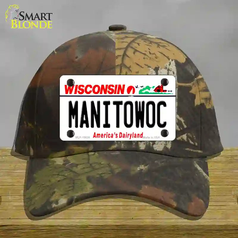 Manitowoc Wisconsin Novelty License Plate Hat Cotton / Camoflauge