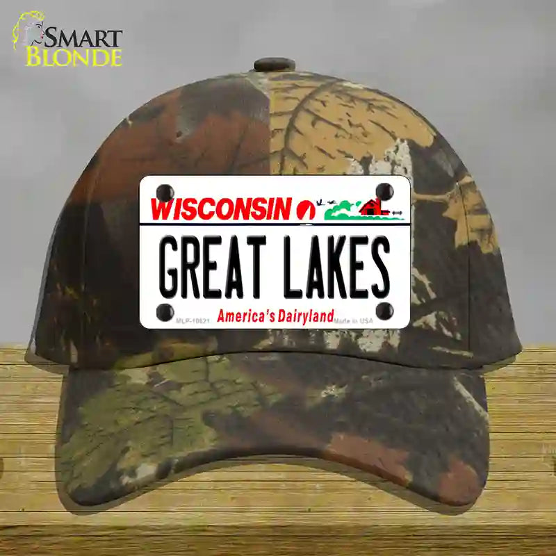 Great Lakes Wisconsin Novelty License Plate Hat Cotton / Camoflauge