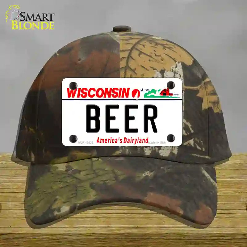 Beer Wisconsin Novelty License Plate Hat Cotton / Camoflauge