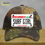 Surf Girl Wisconsin Novelty License Plate Hat Cotton / Camoflauge