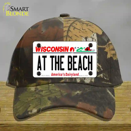 At The Beach Wisconsin Novelty License Plate Hat Cotton / Camoflauge