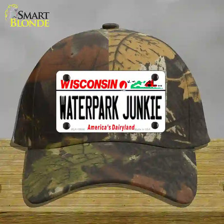 Waterpark Junkie Wisconsin Novelty License Plate Hat Cotton / Camoflauge