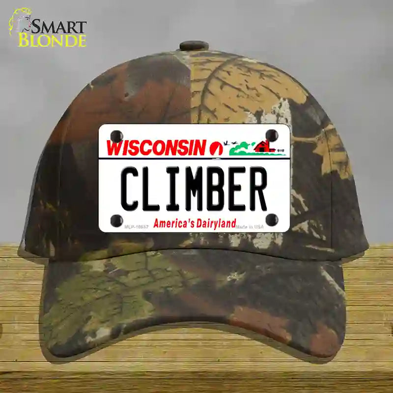 Climber Wisconsin Novelty License Plate Hat Cotton / Camoflauge