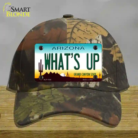 Whats Up Novelty License Plate Hat Cotton / Camoflauge