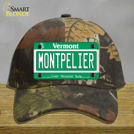 Montpelier Vermont Novelty License Plate Hat Cotton / Camoflauge