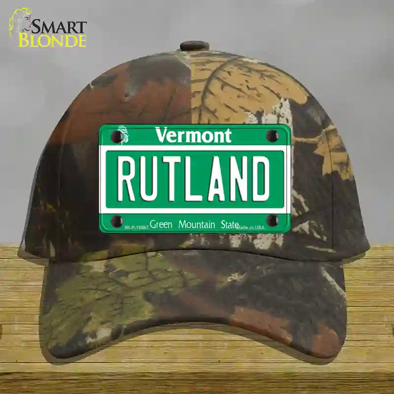 Rutland Vermont Novelty License Plate Hat Cotton / Camoflauge