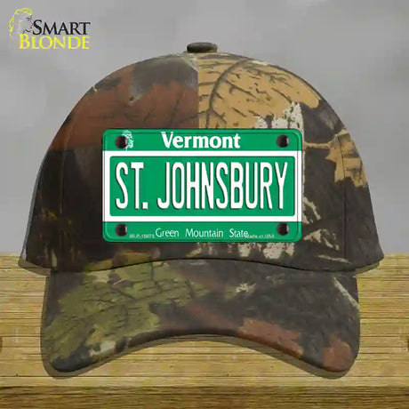 St Johnsbury Vermont Novelty License Plate Hat Cotton / Camoflauge