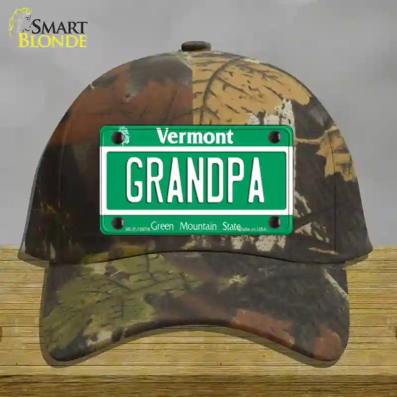 Grandpa Vermont Novelty License Plate Hat Cotton / Camoflauge