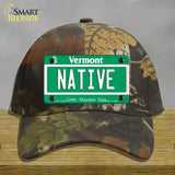 Native Vermont Novelty License Plate Hat Cotton / Camoflauge