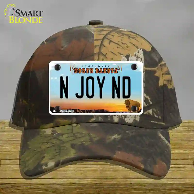 N Joy ND North Dakota Novelty License Plate Hat Cotton / Camoflauge