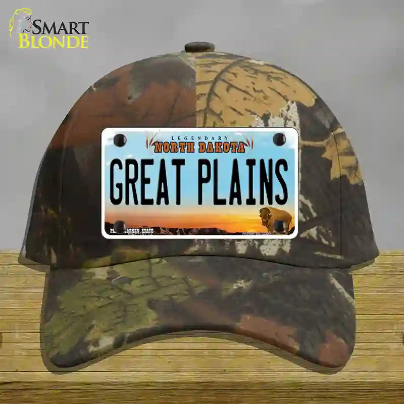 Great Plains North Dakota Novelty License Plate Hat Cotton / Camoflauge