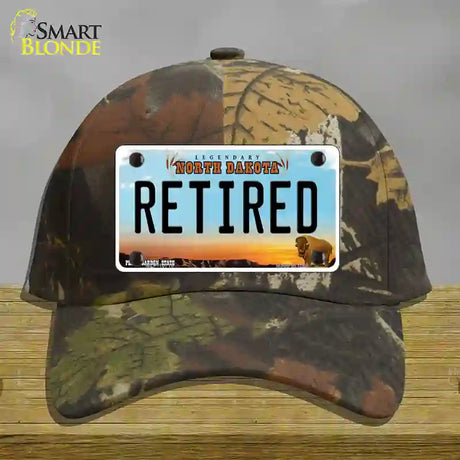 Retired North Dakota Novelty License Plate Hat Cotton / Camoflauge