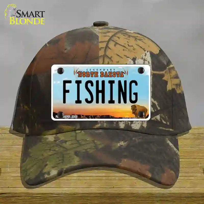 Fishing North Dakota Novelty License Plate Hat Cotton / Camoflauge