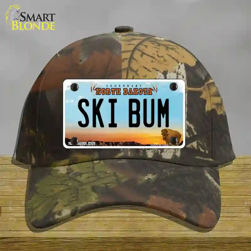 Ski Bum North Dakota Novelty License Plate Hat Cotton / Camoflauge