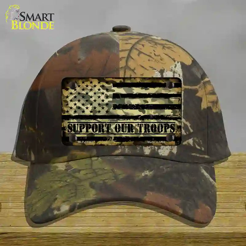 Camo American Flag Support Troops Novelty License Plate Hat Cotton / Camoflauge