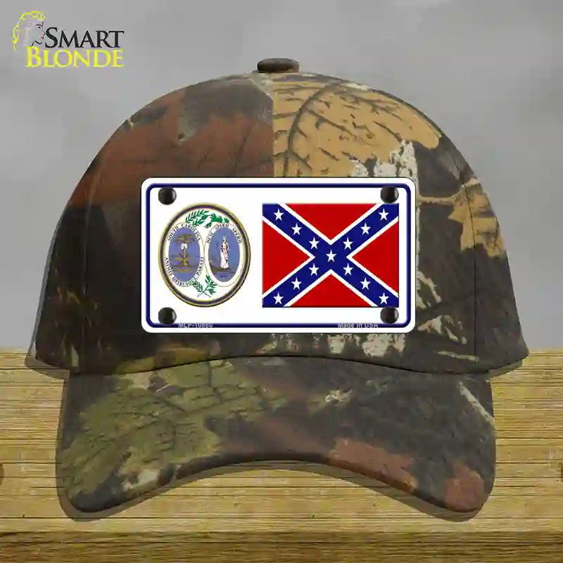 Confederate Flag South Carolina Seal Novelty License Plate Hat Cotton / Camoflauge