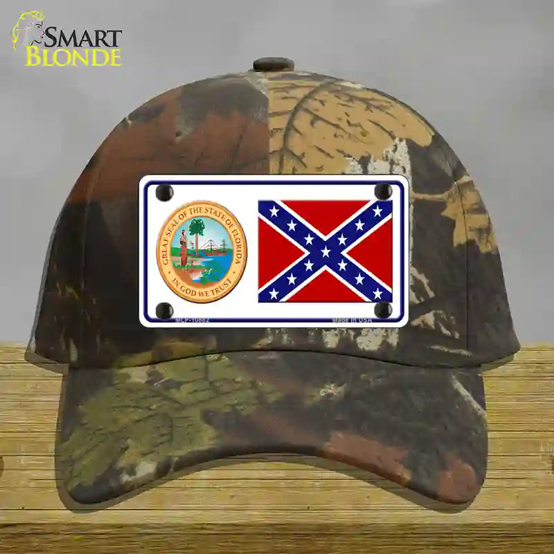 Confederate Flag Florida Seal Novelty License Plate Hat Cotton / Camoflauge