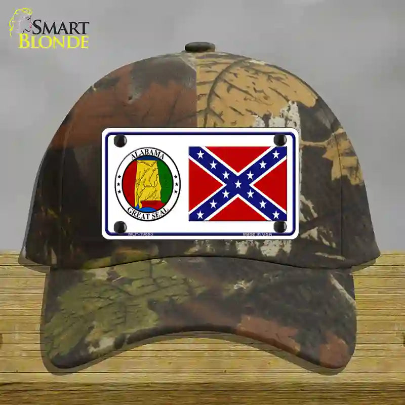 Confederate Flag Alabama Seal Novelty License Plate Hat Cotton / Camoflauge