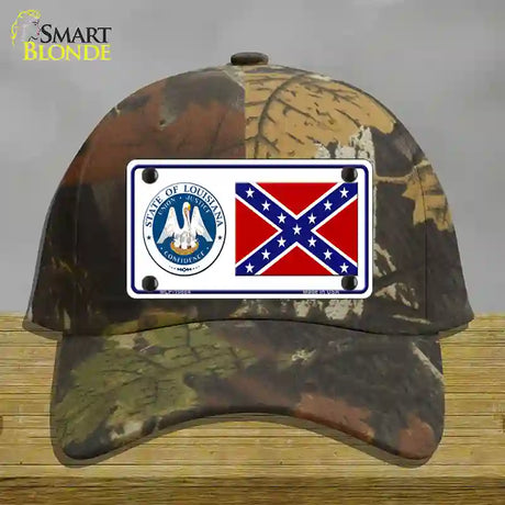 Confederate Flag Louisiana Seal Novelty License Plate Hat Cotton / Camoflauge