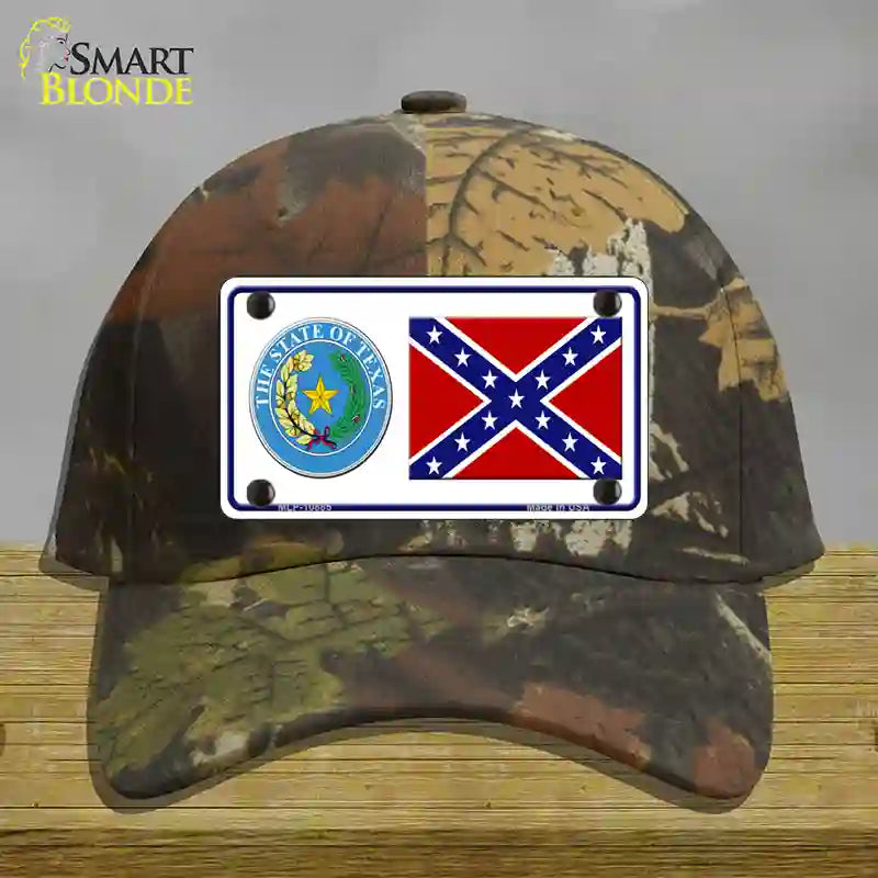 Confederate Flag Texas Seal Novelty License Plate Hat Cotton / Camoflauge