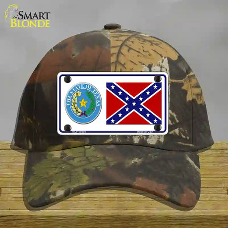 Confederate Flag Texas Seal Novelty License Plate Hat Cotton / Camoflauge