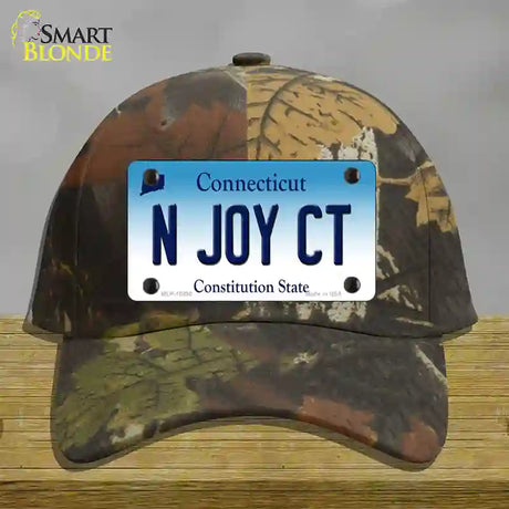 N Joy CT Connecticut Novelty License Plate Hat Cotton / Camoflauge