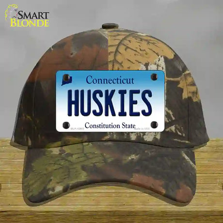 Huskies Connecticut Novelty License Plate Hat Cotton / Camoflauge