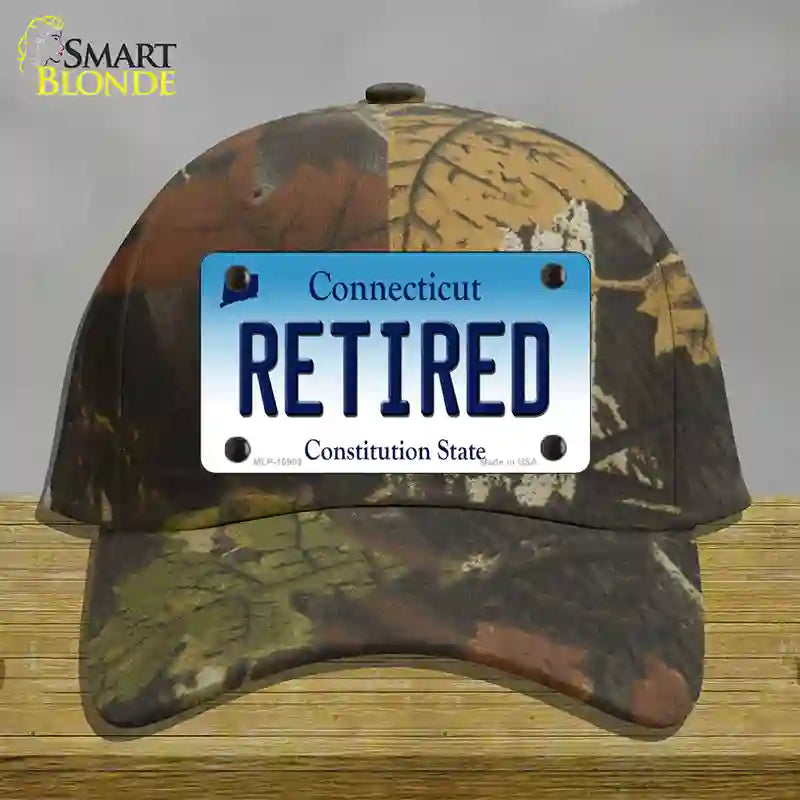 Retired Connecticut Novelty License Plate Hat Cotton / Camoflauge