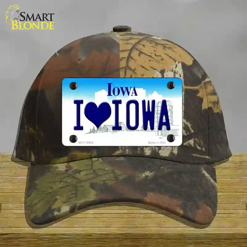 I Love Iowa Novelty License Plate Hat Cotton / Camoflauge