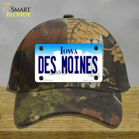 Des Moines Iowa Novelty License Plate Hat Cotton / Camoflauge