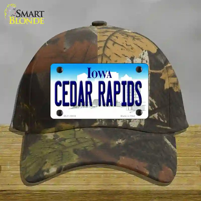 Cedar Rapids Iowa Novelty License Plate Hat Cotton / Camoflauge