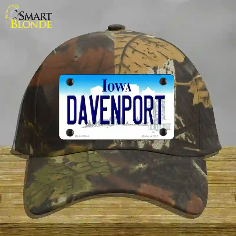 Davenport Iowa Novelty License Plate Hat Cotton / Camoflauge